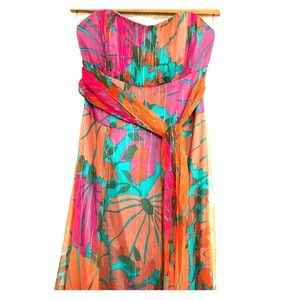 Nanette Lepore strapless vibrant print dress